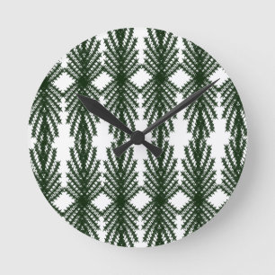 Op maat bosgroene grenen abstracte patroon ronde klok