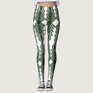 Op maat bosgroene grenen boom abstract patroon leggings
