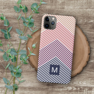 Op maat donkerblauw magenta rood oranje streeppatr Case-Mate iPhone case