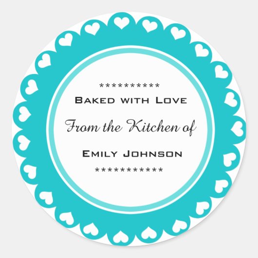 Op maat gebakken met liefde Stickers geschenk Labe (Voorkant)