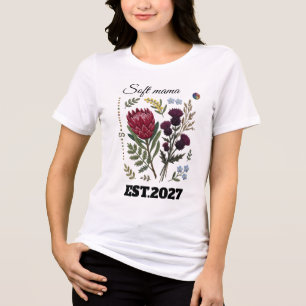 Op maat geborduurde botanische wilde bloem Mama's Tri-Blend Shirt