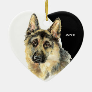 Op maat gedateerde Duitse Herdershuisdierhond Keramisch Ornament