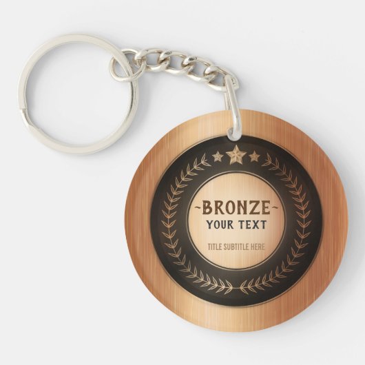 OP MAAT GEDRUKTE DIY-MEDAILLE Brons VOEG UW LOGO T Sleutelhanger (Voorkant)