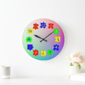 Op maat gekleurde puzzelstukken, genummerde kinder grote klok (Huis)