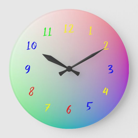 Op maat gekleurde puzzelstukken, nummers, foto's v grote klok (Voorkant)