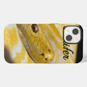 Op maat gele slang close-up ogen iPhone hoesje (Achterkant horizontaal)