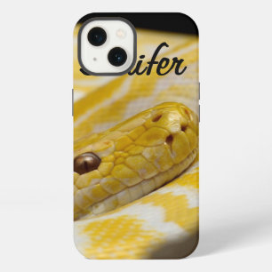 Op maat gele slang close-up ogen iPhone 13 hoesje