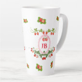 Op maat gemaakt aardbeienmonogram latte mok (Rechterhoek)