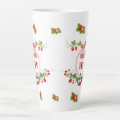 Op maat gemaakt aardbeienmonogram latte mok (Voorkant)