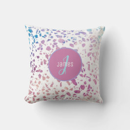 Op maat gemaakt abstract Terrazzo roze en blauwe p Kussen
