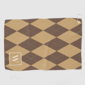 Op maat gemaakt Argyle – Bruin & Khaki Monogram Golfhanddoek (Horizontaal)