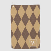 Op maat gemaakt Argyle – Bruin & Khaki Monogram Golfhanddoek (Voorkant)