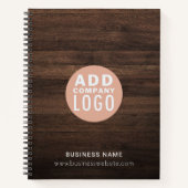 Op maat gemaakt bedrijfslogo met rustige houten ui notitieboek (Voorkant)