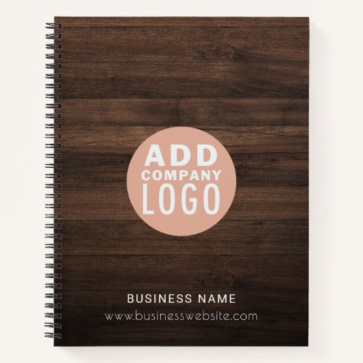 Op maat gemaakt bedrijfslogo met rustige houten ui notitieboek (Voorkant)
