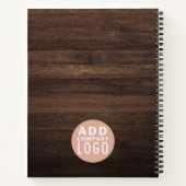 Op maat gemaakt bedrijfslogo met rustige houten ui notitieboek (Achterkant)