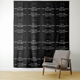 Op maat gemaakt bedrijfslogo zwart-wit banner wandkleed