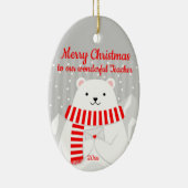 Op maat gemaakt Beer met kerstpolair Keramisch Ornament (Rechts)