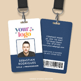 Op Maat Gemaakt Blauw Naam Logo Foto Barcode Perso Badge