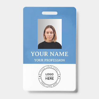 Op maat gemaakt blauwe naamkaartje voor medewerker badge