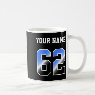 Op maat gemaakt blauwe nummer 62 gepersonaliseerd koffiemok