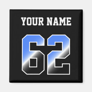 Op maat gemaakt blauwe nummer 62 gepersonaliseerd magneet