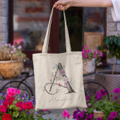 Op maat gemaakt bloemenuitmonogram letter A gepers Tote Bag