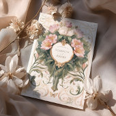 Op maat gemaakt Bloemenvlinder Art Nouveau bruilof Kaart