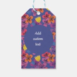 Op maat gemaakt bloemmotief blauw 60ste verjaardag cadeaulabel