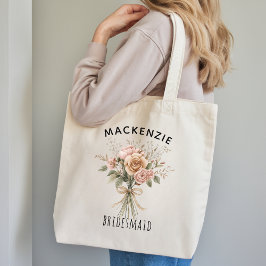 Op maat gemaakt Boho bloemen bruidsmeisje cadeau v Tote Bag