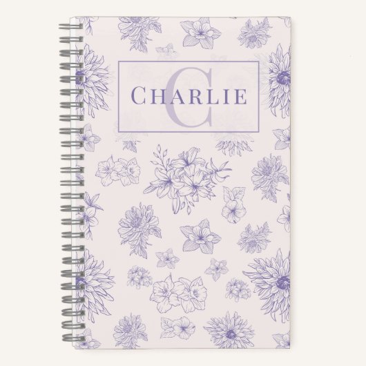 Op maat gemaakt botanisch monogram gepersonaliseer notitieboek (Voorkant)