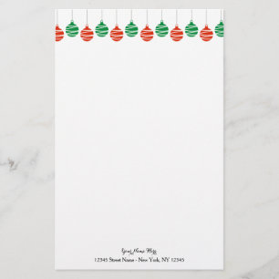 Op maat gemaakt briefpapier met kerstballen decor