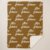 Op maat gemaakt bruine Mr & Mrs deken voor pasgehu (Voorkant)