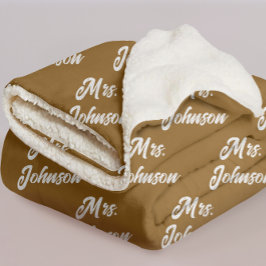 Op maat gemaakt bruine Mr & Mrs deken voor pasgehu