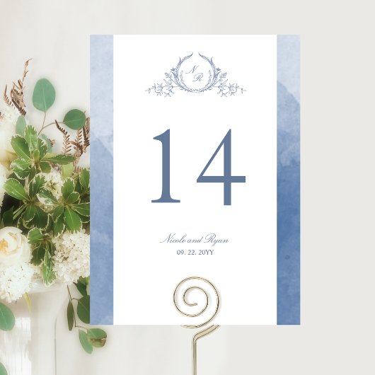 Op Maat Gemaakt, Chic Monogram Stof Blauw Bruiloft