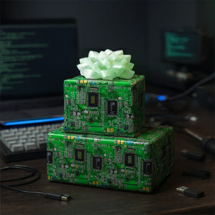 Op maat gemaakt circuitpatroon met naam - Groene G Cadeaupapier