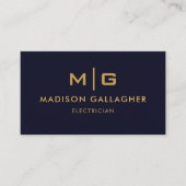 Op maat gemaakt donker marineblauw zwart en goud p visitekaartje (Voorkant)