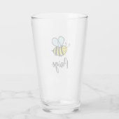 Op maat gemaakt drinkglas met leuk geanimeerd bije glas (Achterkant)
