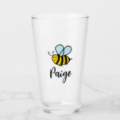 Op maat gemaakt drinkglas met leuk geanimeerd bije glas (Voorkant)