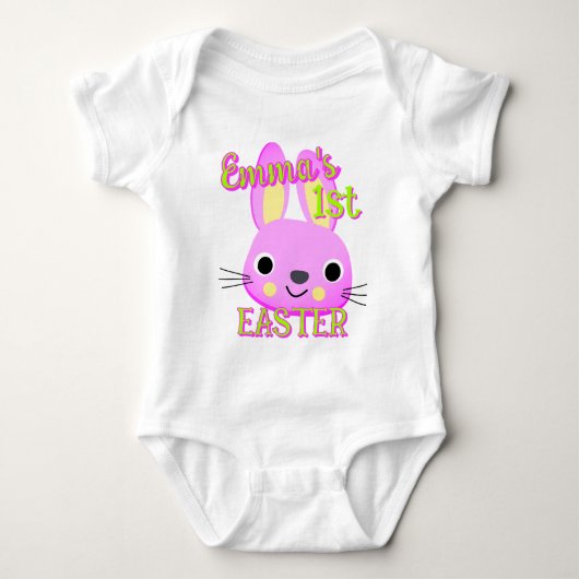 Op maat gemaakt eerste Pasen konijn peuter baby ou Romper (Voorkant)