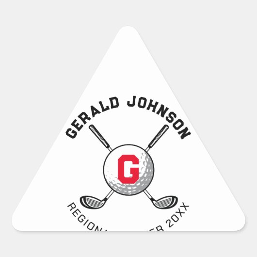 Op maat gemaakt elegant golf monogram ontwerp drie sticker (Voorkant)