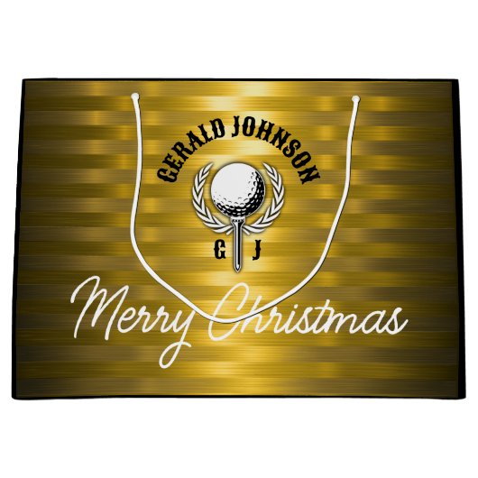 Op maat gemaakt elegant golf monogram ontwerp groot cadeauzakje (Voorkant)