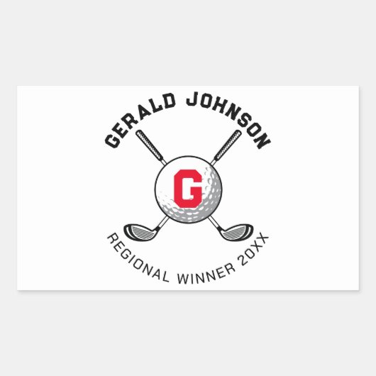Op maat gemaakt elegant golf monogram ontwerp rechthoekige sticker (Voorkant)
