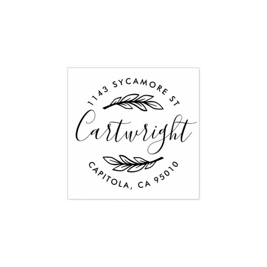 Op maat gemaakt Elegant Laurel krans retouradres Rubberstempel (Afrduk)