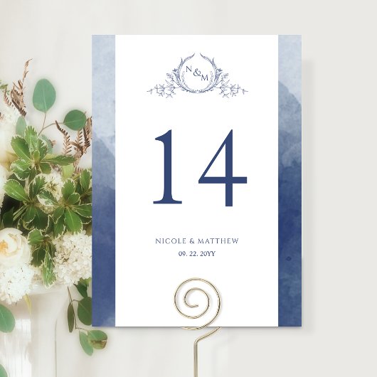 Op maat gemaakt, Elegant Monogram Navy Blauwe Trou
