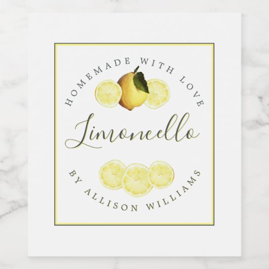 Op maat gemaakt etiket voor limoncello zelfgemaakt (Enkel label)