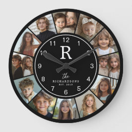 Op maat gemaakt familiemonogram naam jaar 12 foto grote klok