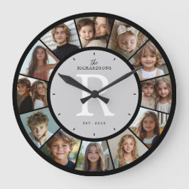 Op maat gemaakt familiemonogram naam jaar 12 foto grote klok