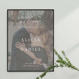 Op maat gemaakt foto elegante script huwelijks wel poster