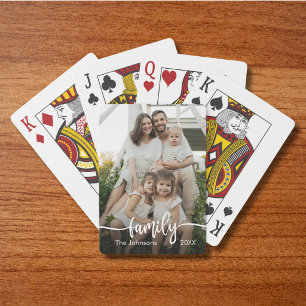 Op maat gemaakt foto familie script gepersonalisee pokerkaarten