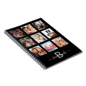 Op maat gemaakt fotocollage monogram zwart modern  notitieboek (Rechterzijde)